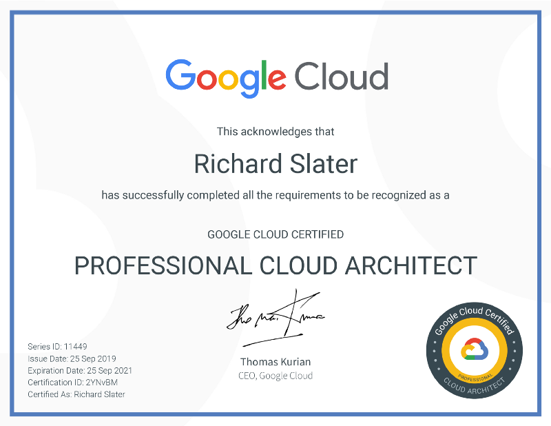 Professional Cloud Architect Certificate