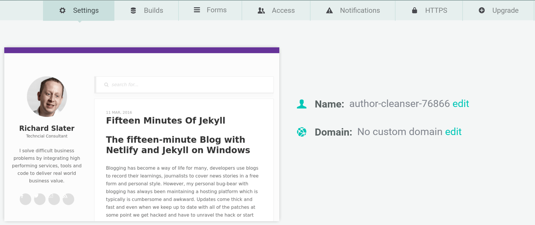 Netlify Website Dashboard