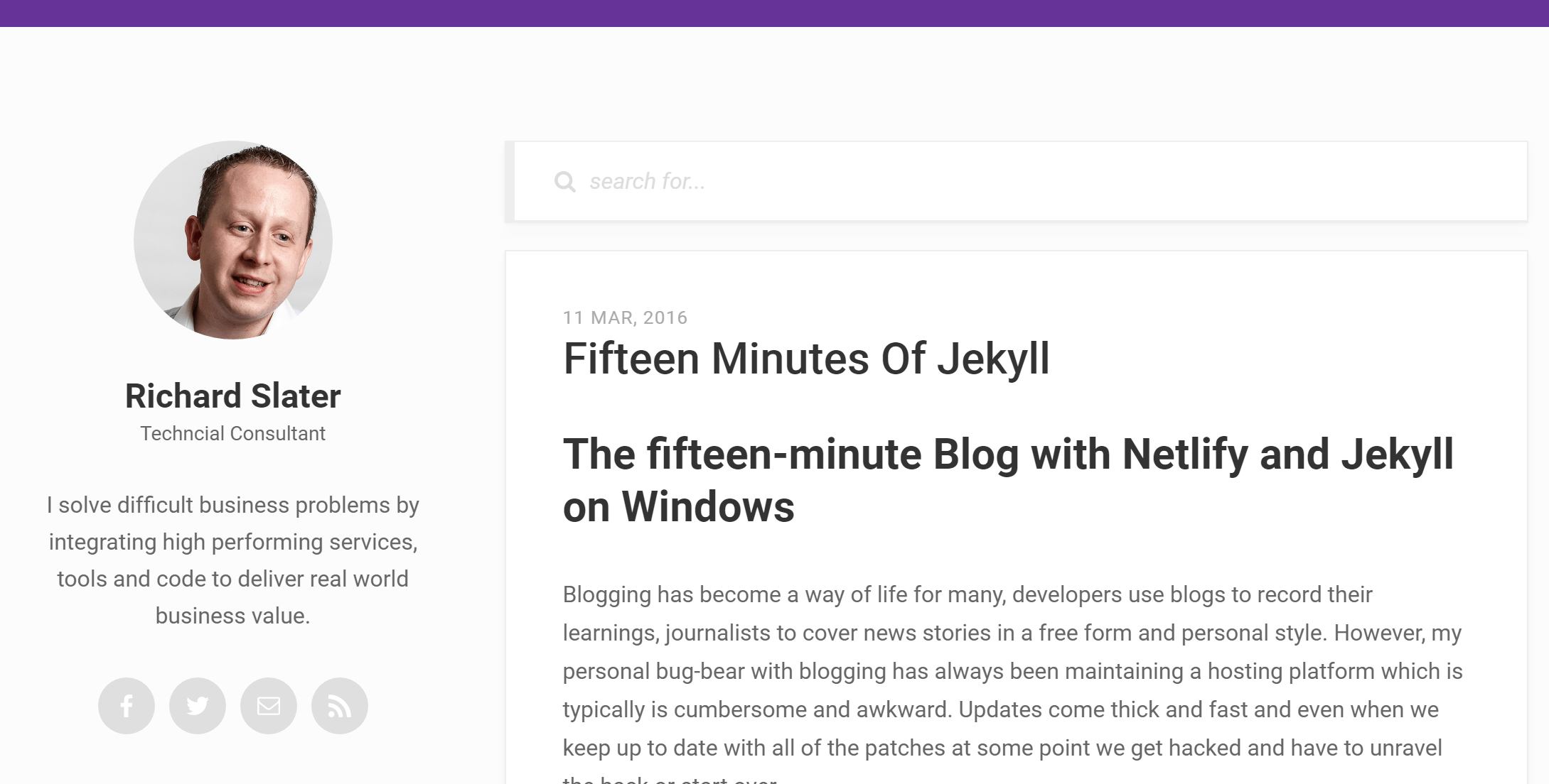 Site Preview using the Steve Theme